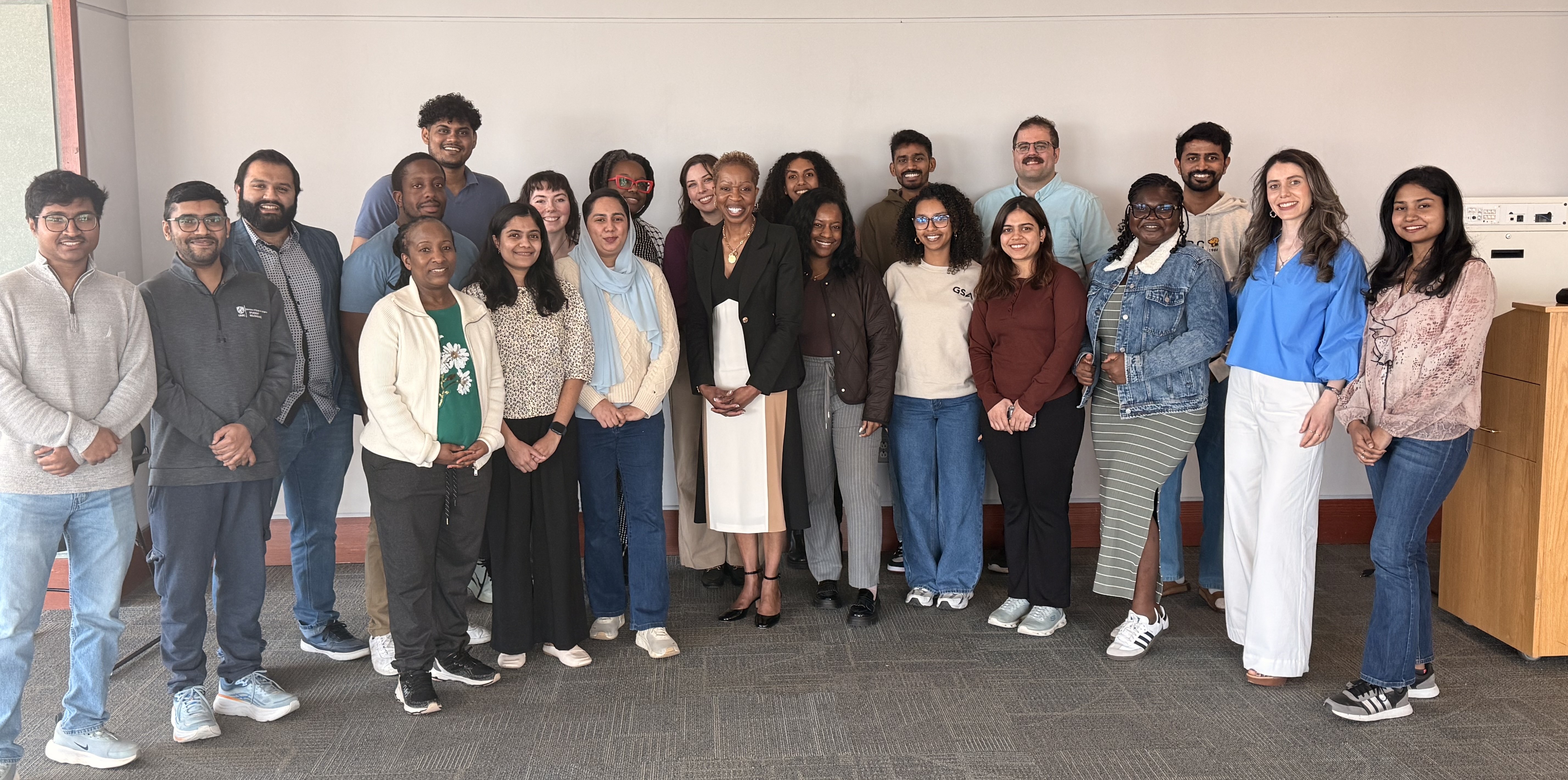 UMBC Graduate Student Association members visiting the UMBC president